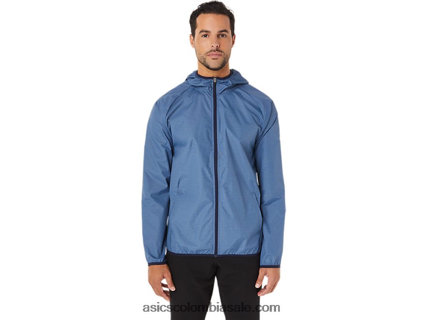 hombres Asics chaqueta plegable azul tormenta jaspeado/peacoat 20X82N1829