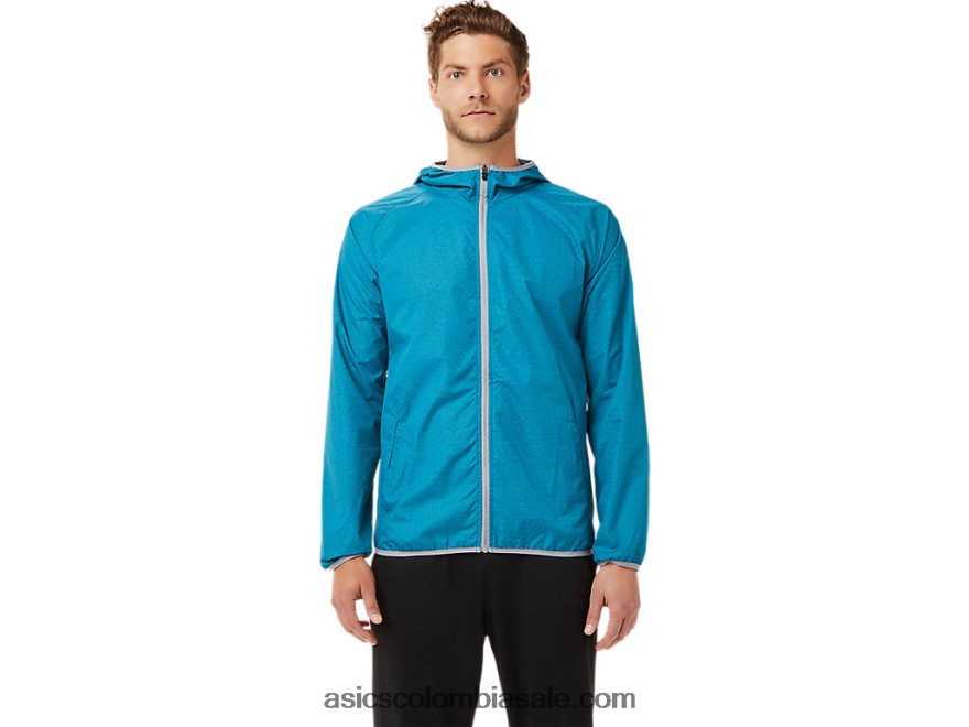 hombres Asics chaqueta plegable azul verdoso brezo/hoja de roca 20X82N2027