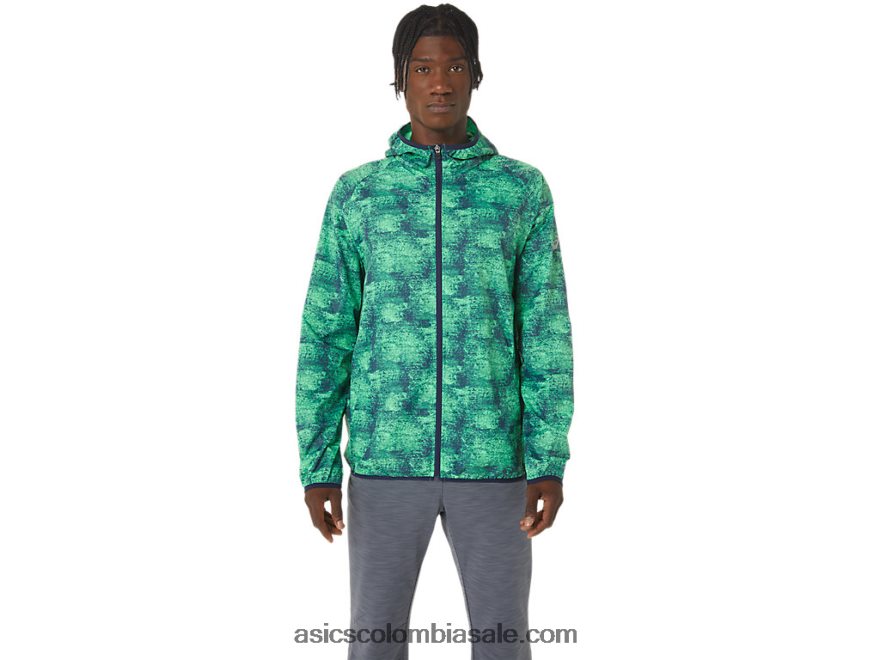 hombres Asics chaqueta plegable tie dye verde/chaquetón 20X82N1050