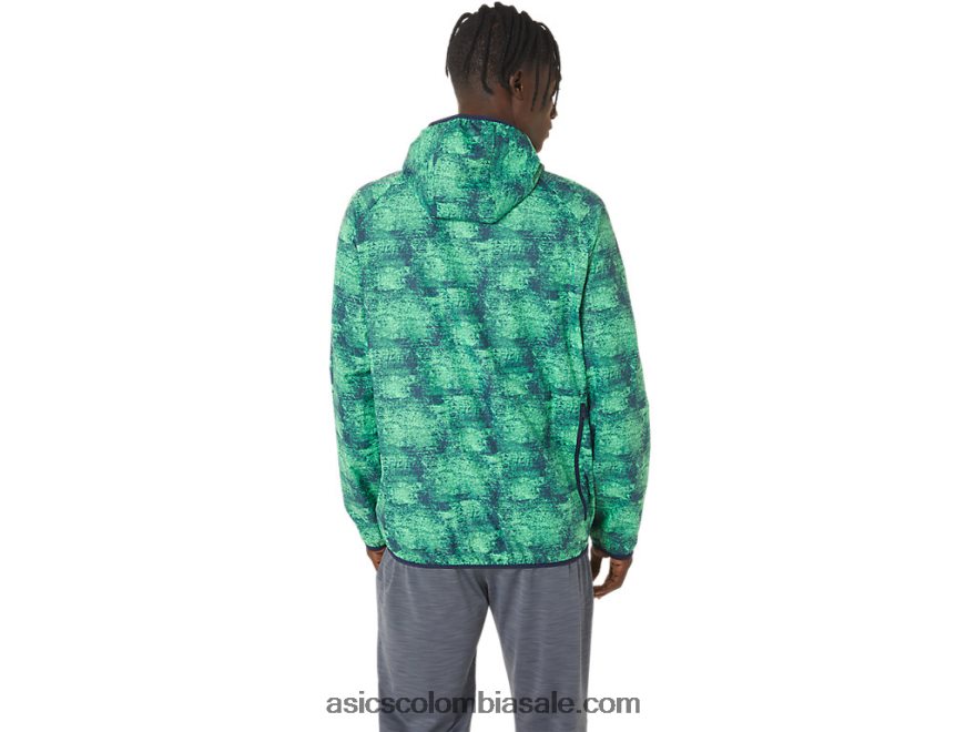 hombres Asics chaqueta plegable tie dye verde/chaquetón 20X82N1050