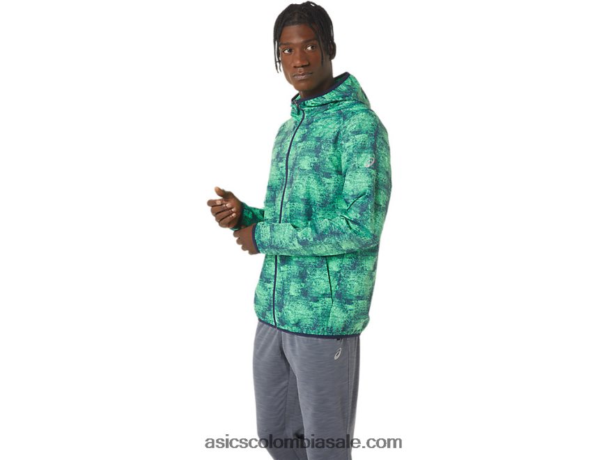 hombres Asics chaqueta plegable tie dye verde/chaquetón 20X82N1050