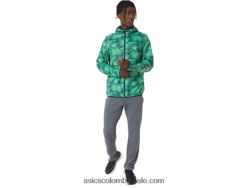 hombres Asics chaqueta plegable tie dye verde/chaquetón 20X82N1050