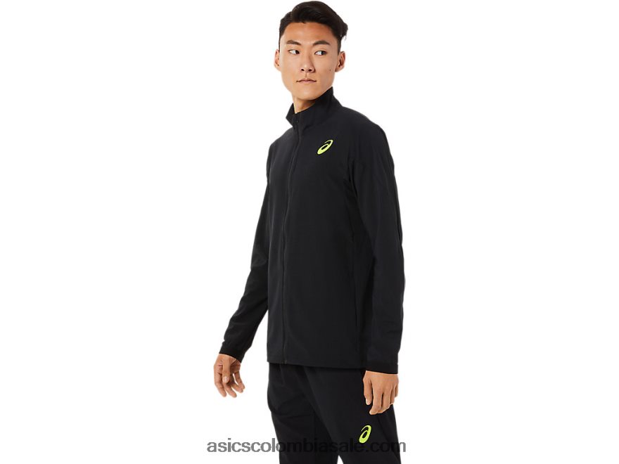 hombres Asics chaqueta tejida elástica rendimiento negro 20X82N1450