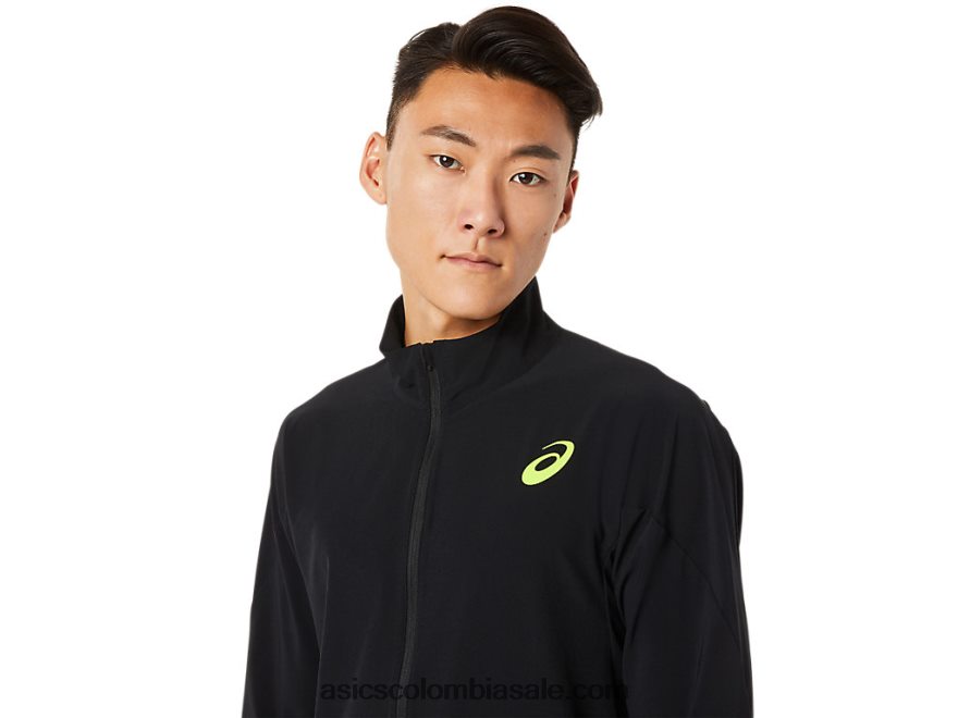 hombres Asics chaqueta tejida elástica rendimiento negro 20X82N1450