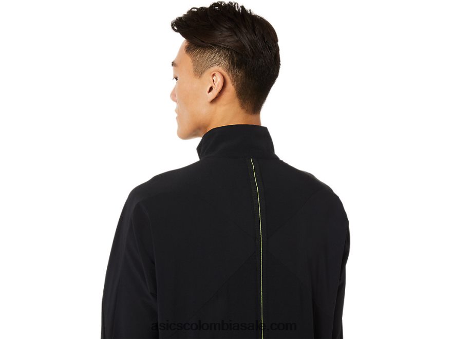 hombres Asics chaqueta tejida elástica rendimiento negro 20X82N1450
