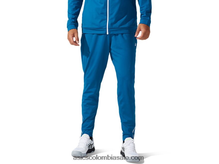 hombres Asics pantalón de chándal verde azulado profundo/blanco brillante 20X82N1808