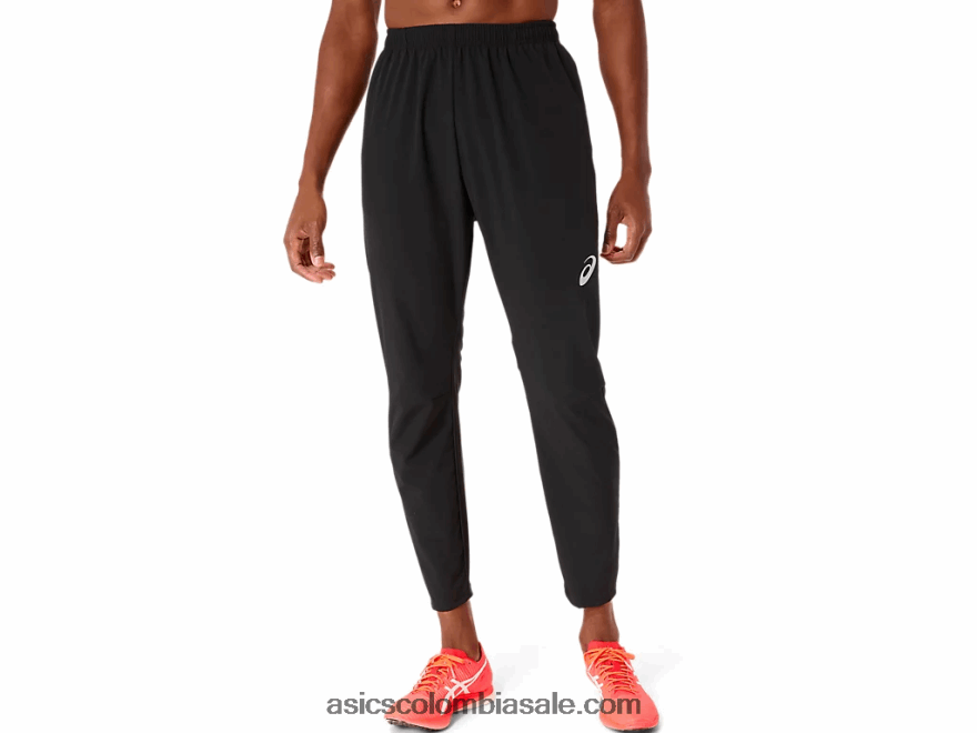 hombres Asics pantalón de tejido elástico híbrido rendimiento negro 20X82N263