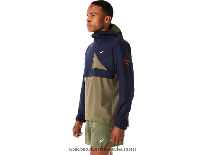 hombres Asics anorak fujitrail medianoche/verde manto 20X82N1136