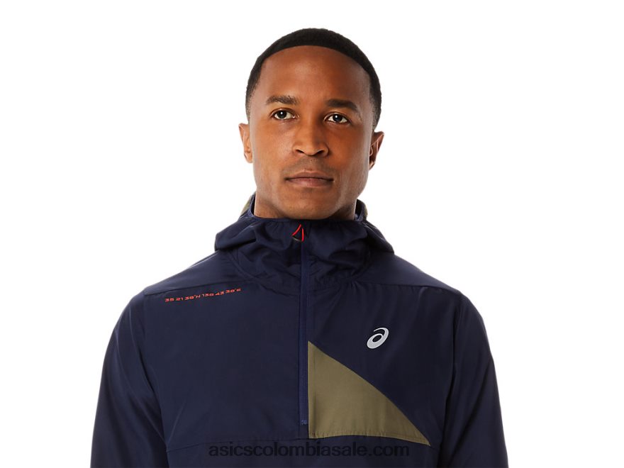 hombres Asics anorak fujitrail medianoche/verde manto 20X82N1136