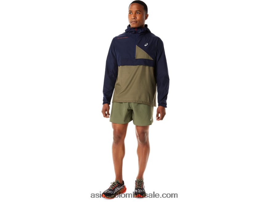 hombres Asics anorak fujitrail medianoche/verde manto 20X82N1136