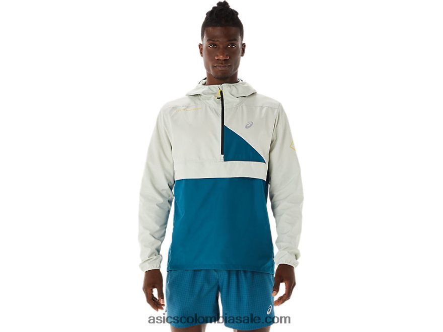 hombres Asics anorak fujitrail tinta verde azulado/salvia claro 20X82N523