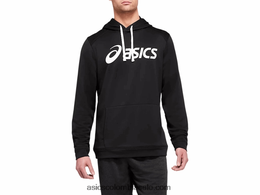 hombres Asics sudadera con capucha de felpa francesa rendimiento en blanco y negro 20X82N1985