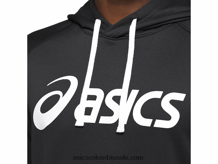 hombres Asics sudadera con capucha de felpa francesa rendimiento en blanco y negro 20X82N1985