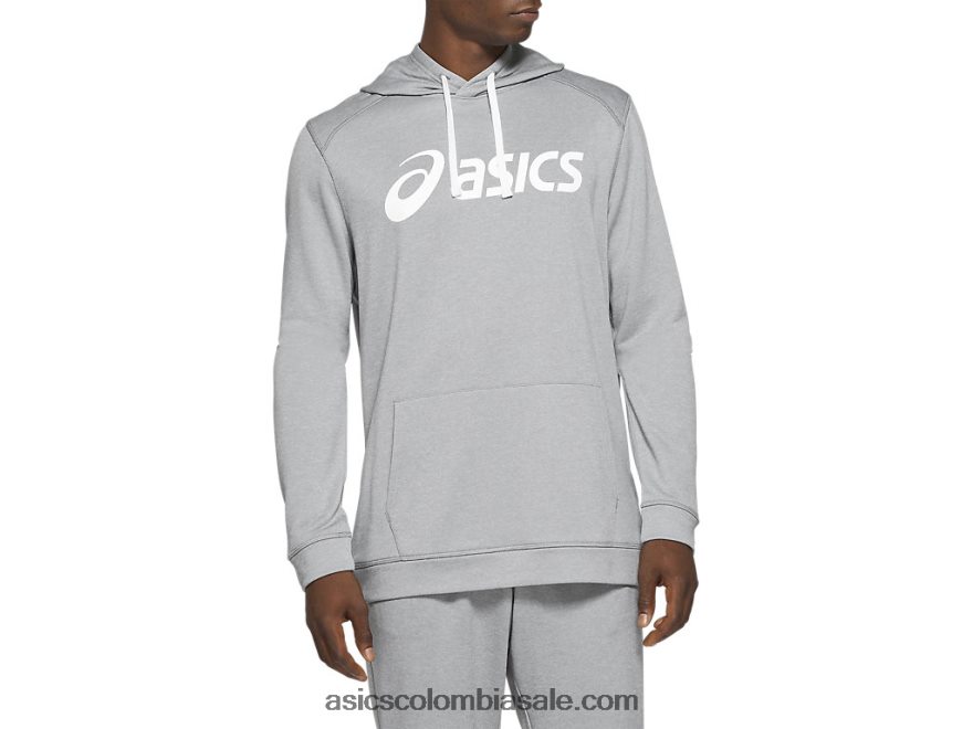 hombres Asics sudadera con capucha de felpa francesa yeso jaspeado/blanco 20X82N1971