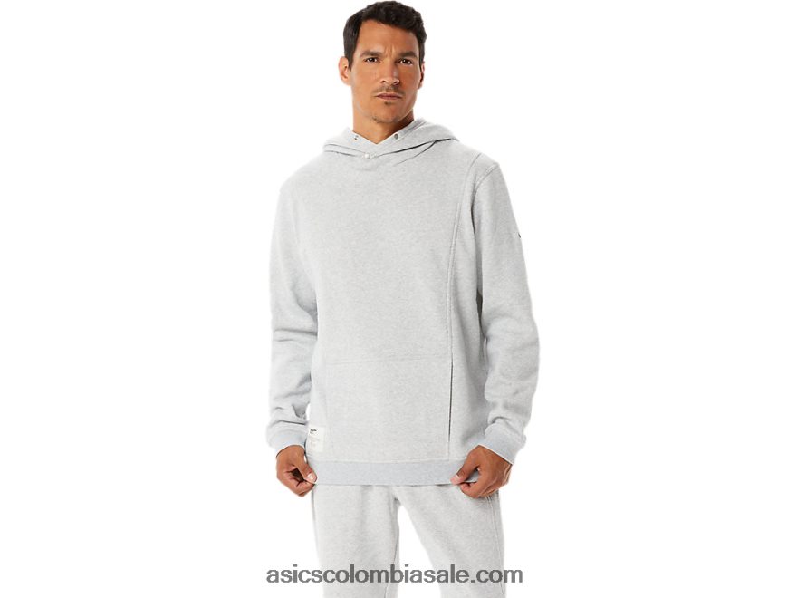 hombres Asics sudadera con capucha de lana de domingo brezo gris claro 20X82N54