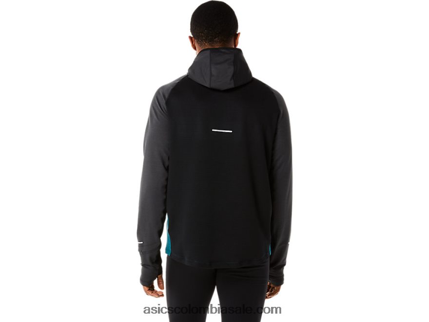 hombres Asics sudadera con capucha de manga larga de invierno pino terciopelo jaspeado/negro 20X82N840
