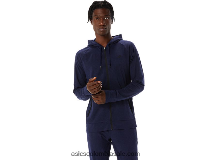 hombres Asics sudadera con cremallera completa chaquetón/perforado negro 20X82N867