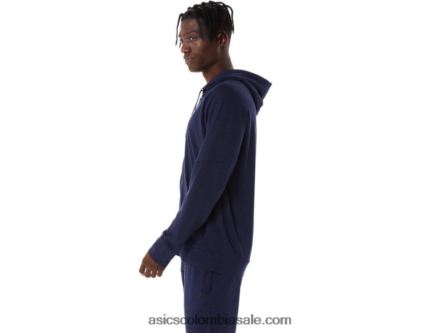 hombres Asics sudadera con cremallera completa chaquetón/perforado negro 20X82N867