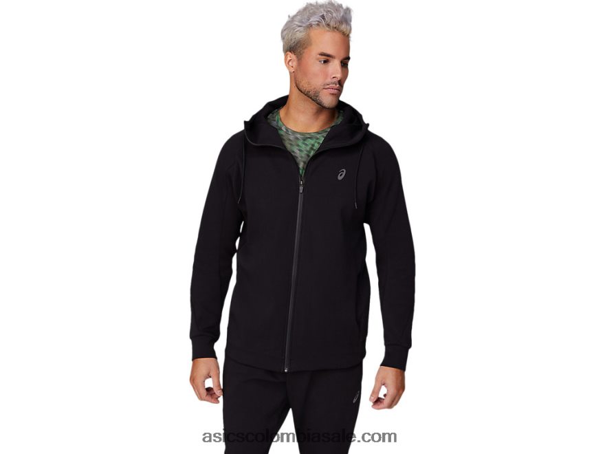 hombres Asics sudadera con cremallera completa de punto de movilidad rendimiento negro 20X82N1679