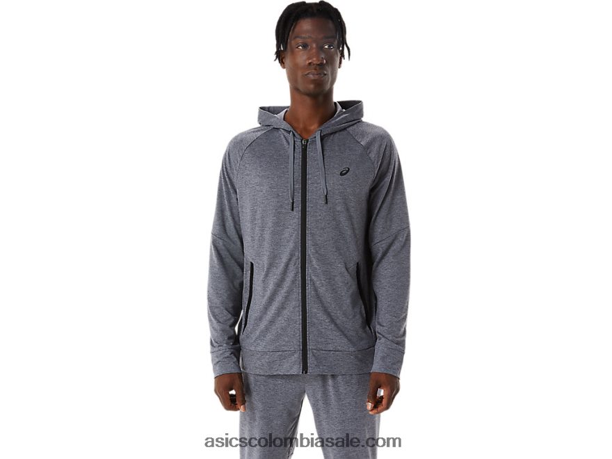 hombres Asics sudadera con cremallera completa metrópolis gris brezo 20X82N817