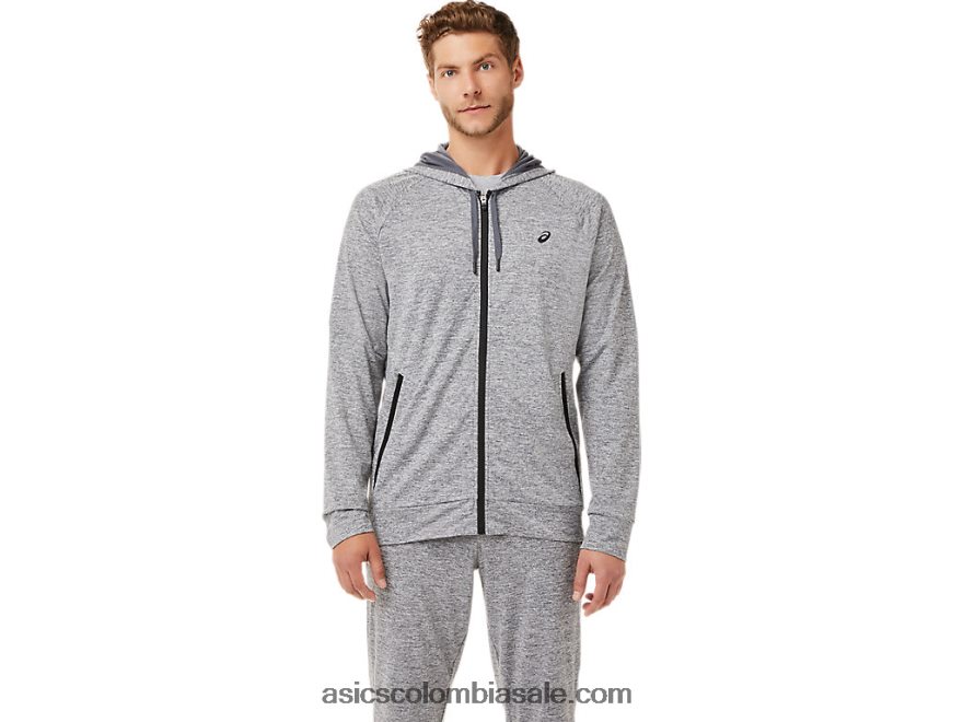hombres Asics sudadera con cremallera completa portador gris jaspeado 20X82N1907