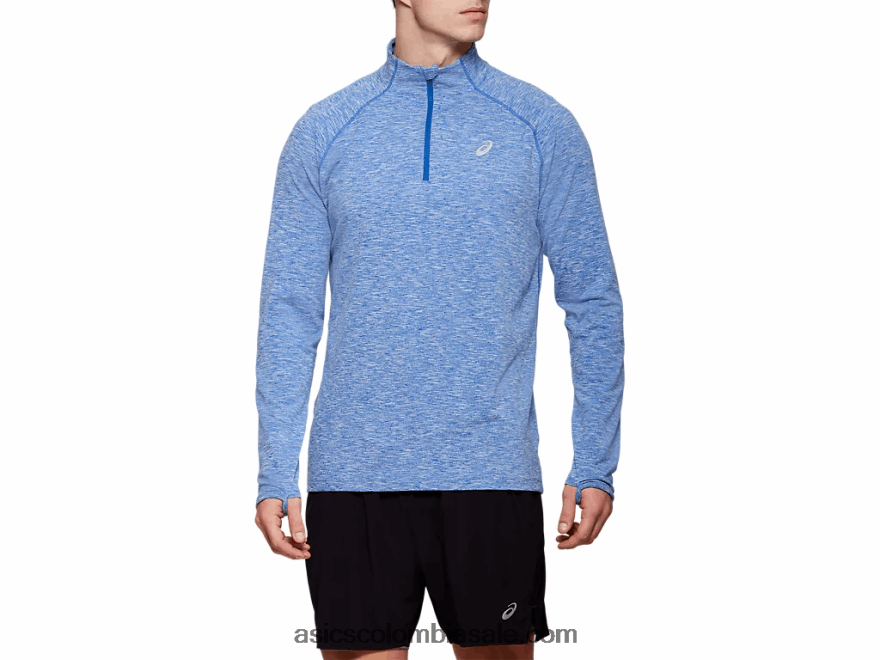 hombres Asics top dorai con media cremallera brezo azul 20X82N2125