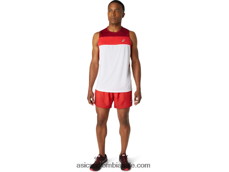 hombres Asics camiseta de carrera blanco brillante/burdeos 20X82N1737