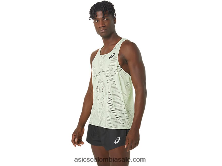hombres Asics camiseta de jacquard actibreeze susurro verde 20X82N280
