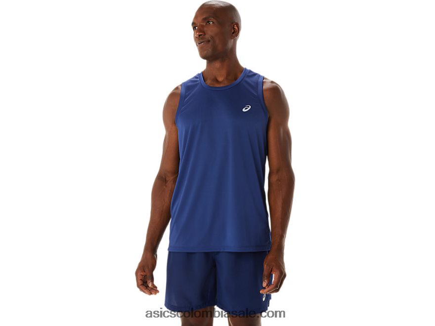 hombres Asics camiseta de lyte lista para usar azul índigo 20X82N176