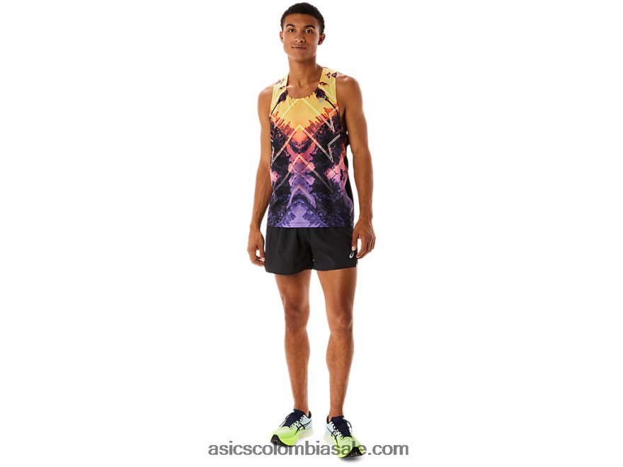 hombres Asics camiseta de maratón naranja claro/naranja pop/amatista 20X82N252