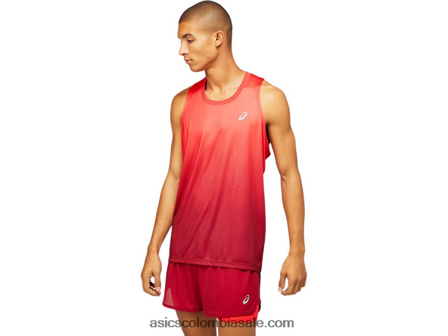 hombres Asics camiseta kasane rojo eléctrico/burdeos 20X82N1798