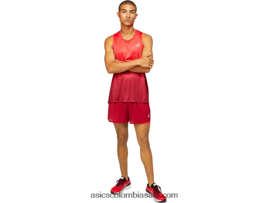 hombres Asics camiseta kasane rojo eléctrico/burdeos 20X82N1798