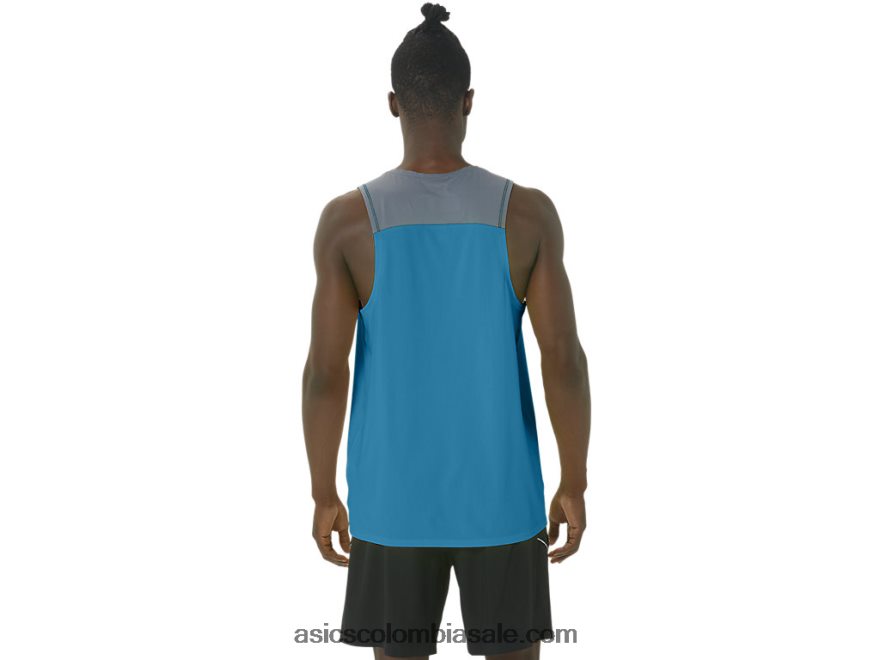 hombres Asics camiseta pr lyte isla azul 20X82N196