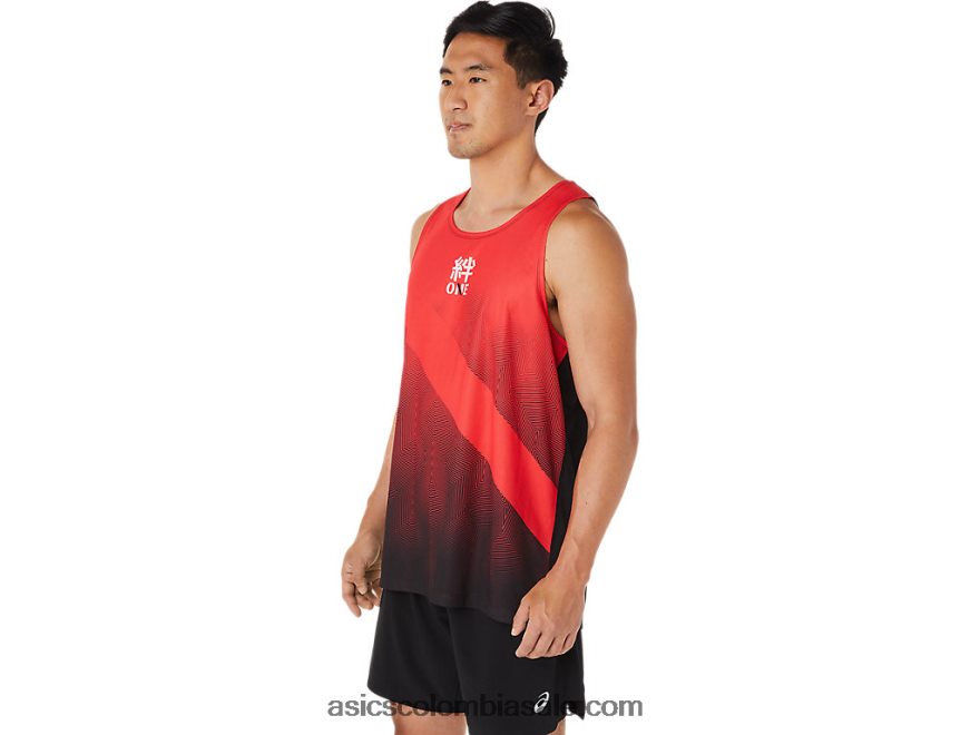hombres Asics camiseta rojo electrico 20X82N1648