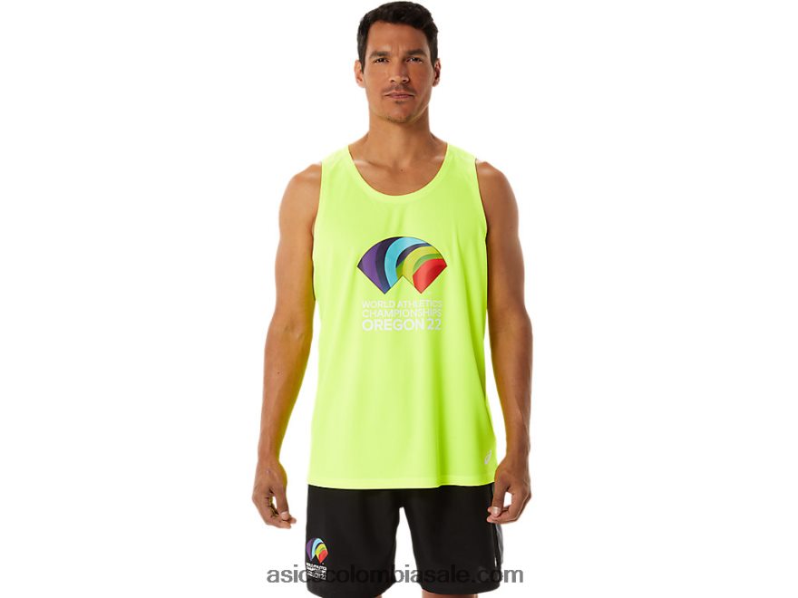 hombres Asics ready-set ii camiseta wch amarillo de seguridad 20X82N1290