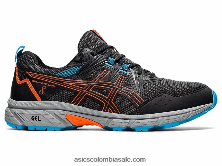 hombres Asics empresa de gel 8 negro/naranja caléndula 20X82N1898