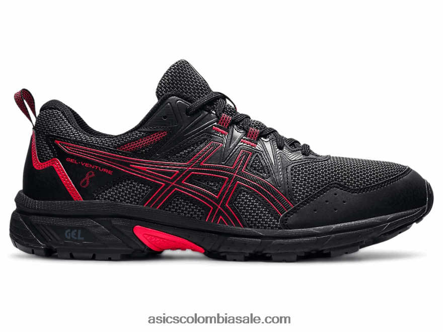 hombres Asics empresa de gel 8 negro/rojo eléctrico 20X82N1621