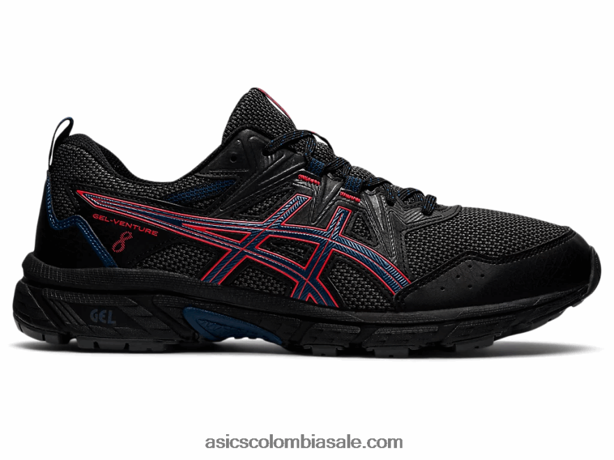 hombres Asics empresa de gel 8 negro/rojo fuego 20X82N1488