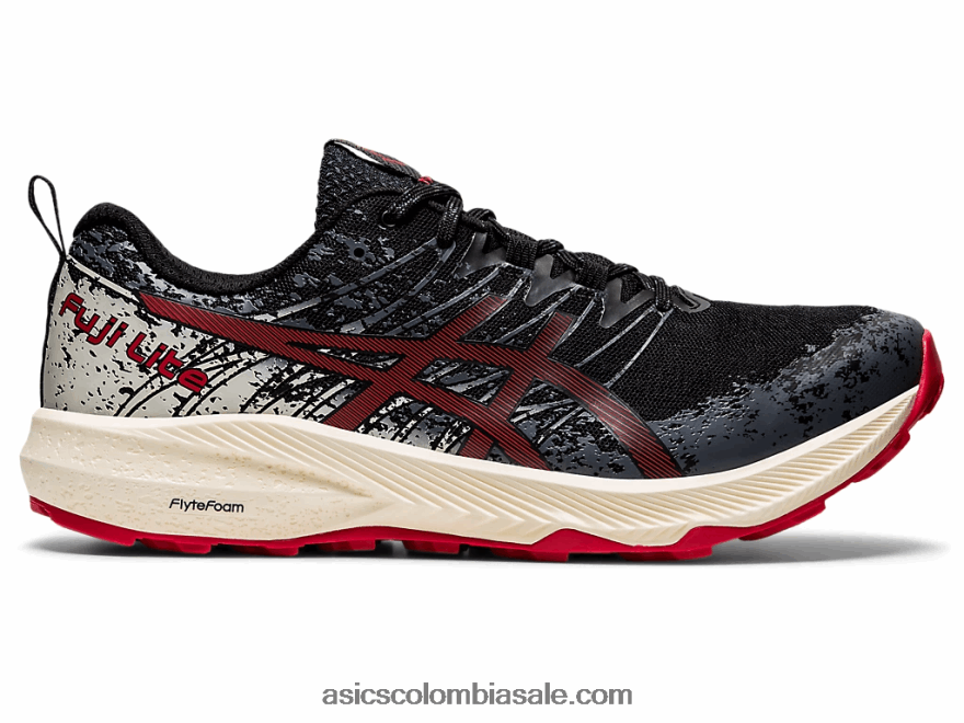 hombres Asics fuji lite 2 negro/rojo eléctrico 20X82N1661