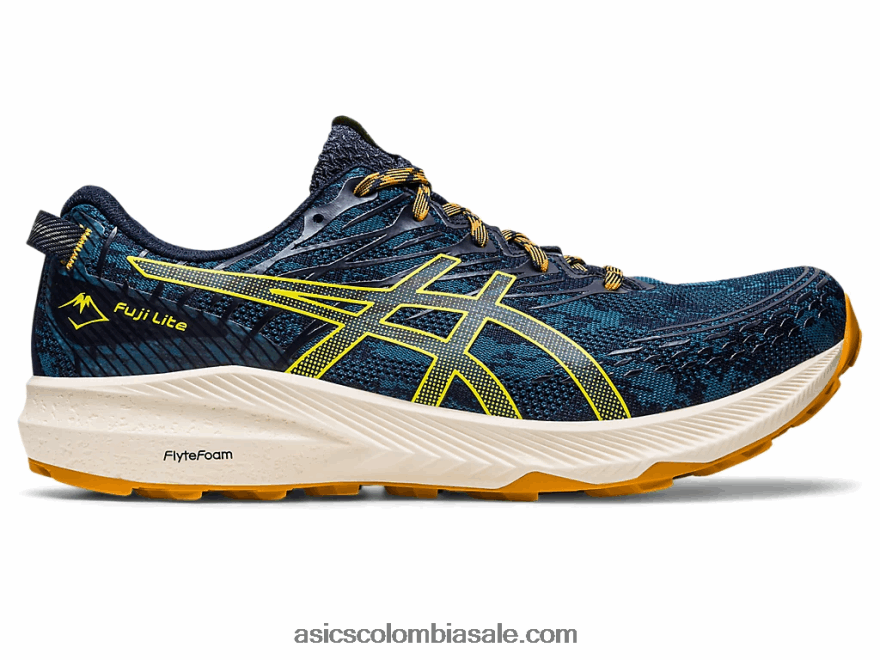hombres Asics fuji lite 3 tinta verde azulado/amarillo dorado 20X82N624