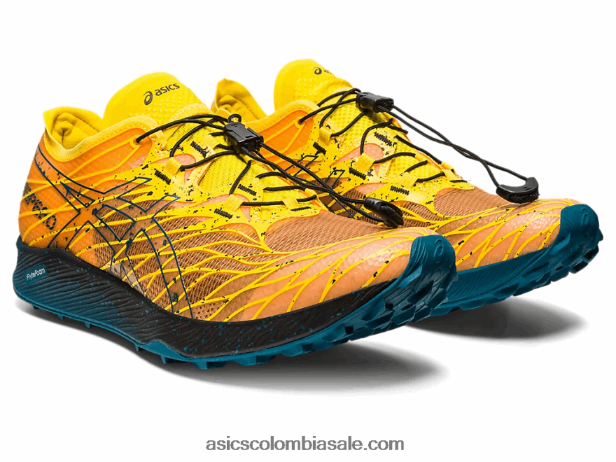 hombres Asics fujivelocidad amarillo dorado/verde azulado tinta 20X82N636