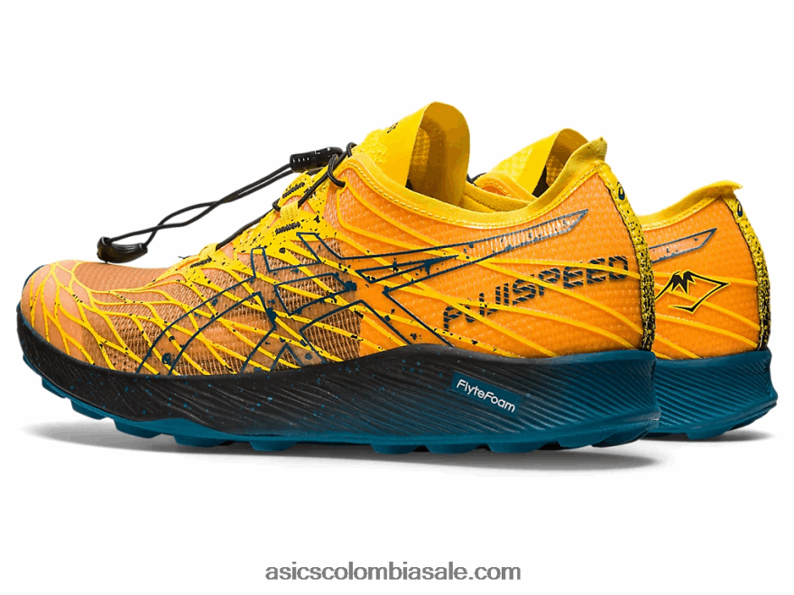 hombres Asics fujivelocidad amarillo dorado/verde azulado tinta 20X82N636