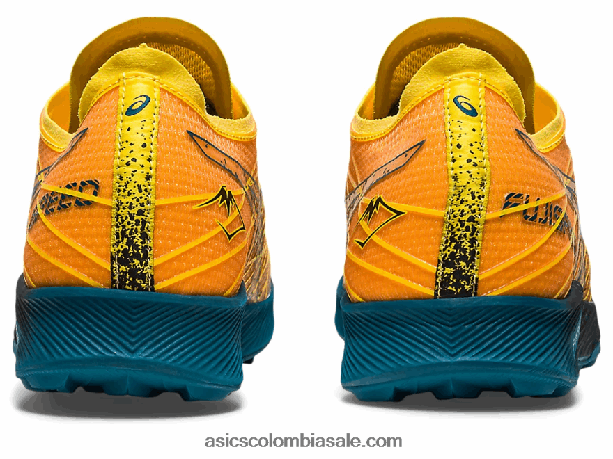 hombres Asics fujivelocidad amarillo dorado/verde azulado tinta 20X82N636