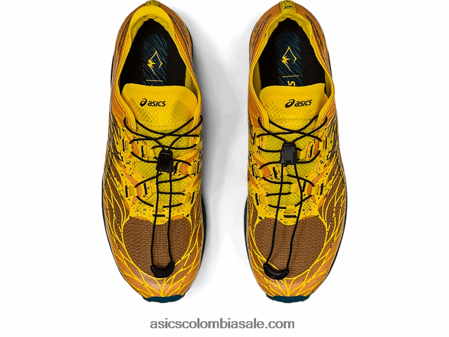 hombres Asics fujivelocidad amarillo dorado/verde azulado tinta 20X82N636