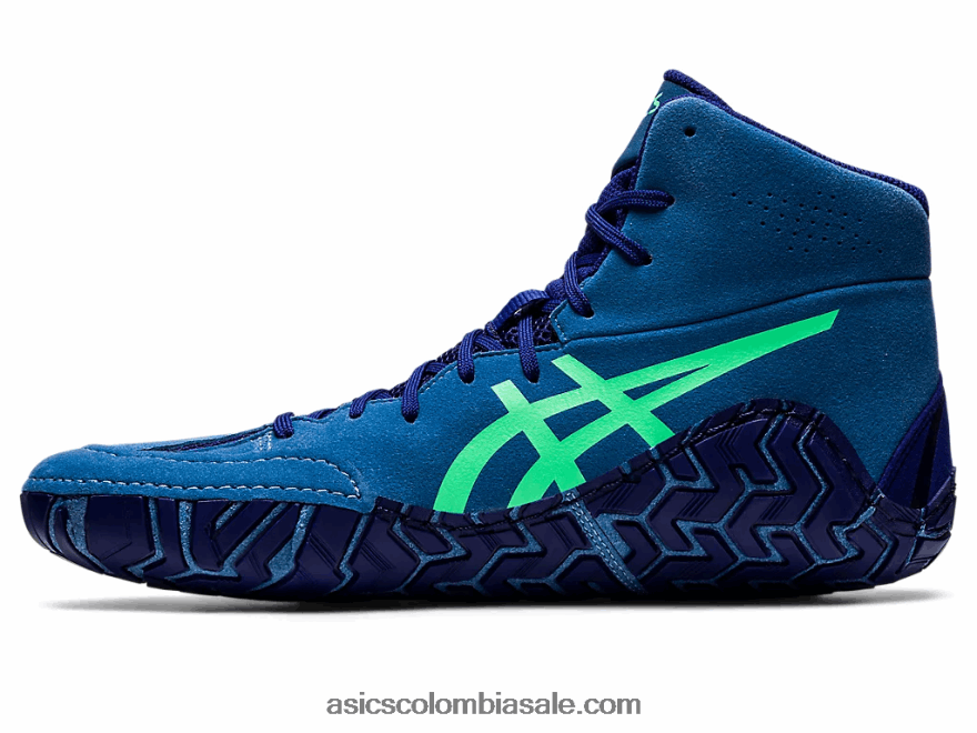 hombres Asics agresor 5 azul/hoja nueva 20X82N1126
