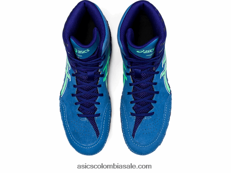 hombres Asics agresor 5 azul/hoja nueva 20X82N1126