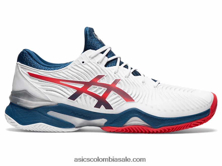 hombres Asics cancha ff 2 tierra batida blanco/azul mako 20X82N1995