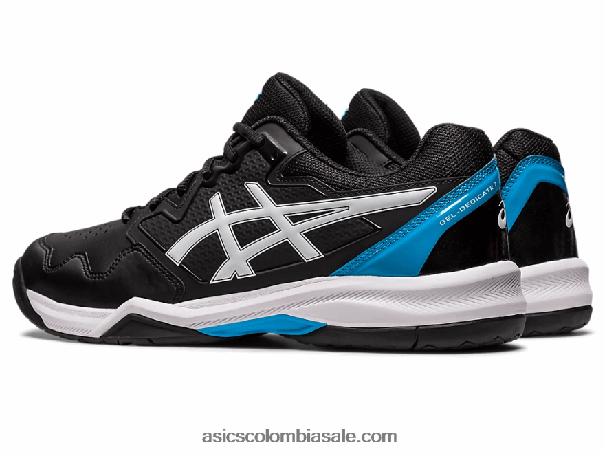 hombres Asics gel dedicado 7 negro/azul isla 20X82N433