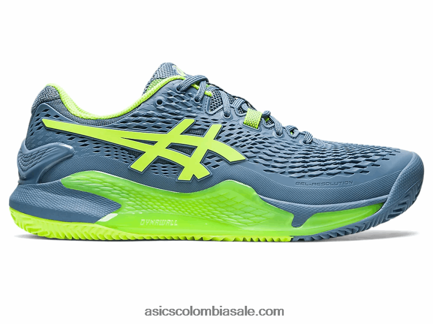 hombres Asics gel-resolución 9 arcilla azul acero/verde peligro 20X82N398