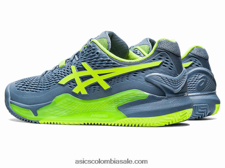 hombres Asics gel-resolución 9 arcilla azul acero/verde peligro 20X82N398